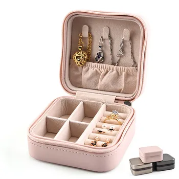 

Portable jewelry box stud earrings ring zipper jewelry Pack storage display boxes for traveling girls gifts
