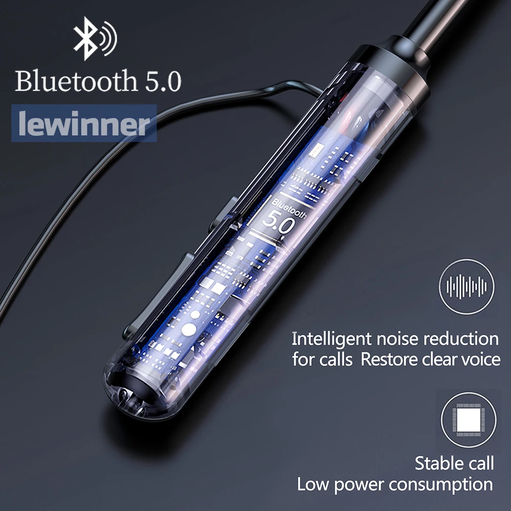 Наушники Lewinner Беспроводные с поддержкой Bluetooth и ЖК дисплесветодиодный 60 часов
