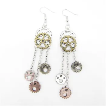 

MonIdeal Brand Steampunk Gears Dangle Earrings for Women Punk Drop Earrings DIY Jewelry Fashion Accessories Vintage Alloy Gift