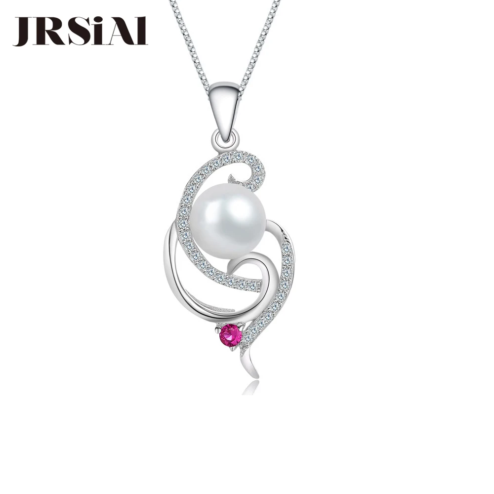 

JRSIAL 925 Sterling Silver Zircon Pearl Pendant Fashion Woman Necklace Creative Bead Clavicle Chain JRP0095