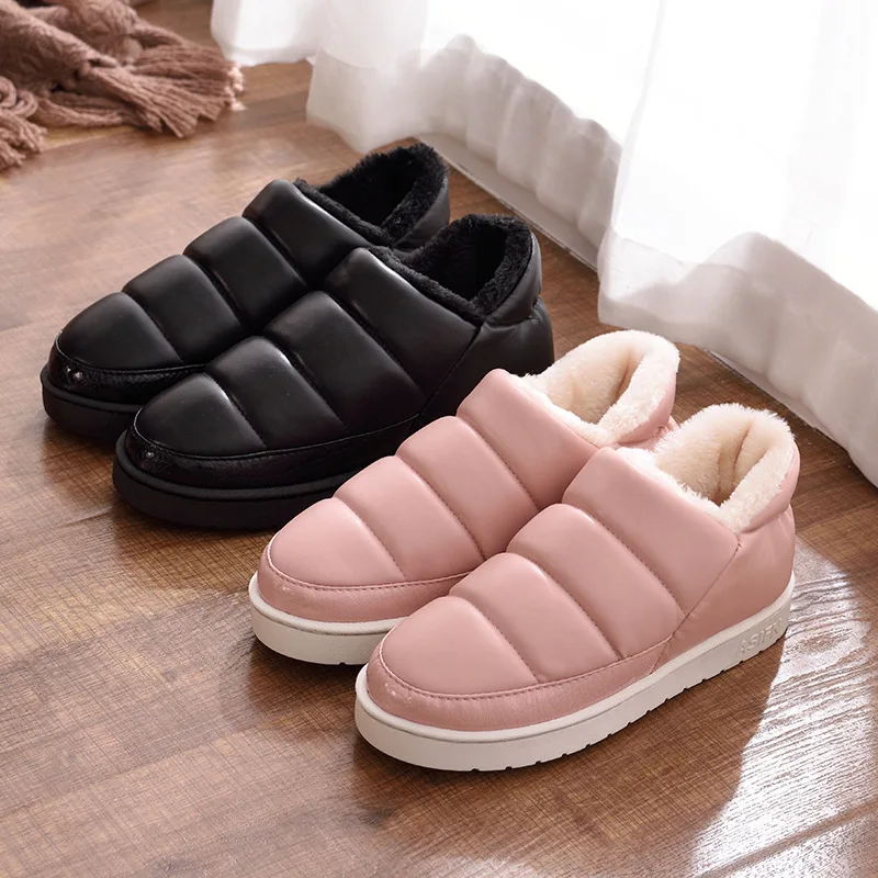 

[Buy 1 Take 1] Cotton Slippers Women's Winter Cover Heel Couples Home Thick Bottomed Waterproof Slip Household Warm Padded Men's