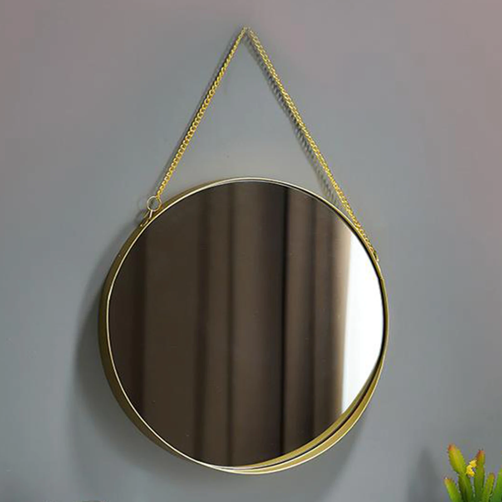 Nordic Round Wall Hanging Mirror Gold Dressing Table Makeup Mirrors Bathroom Bedroom Decoration