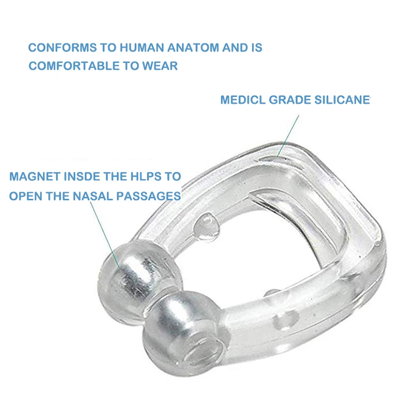 Silicone Magnetic Anti Snore Stop Snoring Nose Clip Sleep Tray Sleeping Aid Apnea Guard Night Device with Case Anti Ronco 1/4PCS