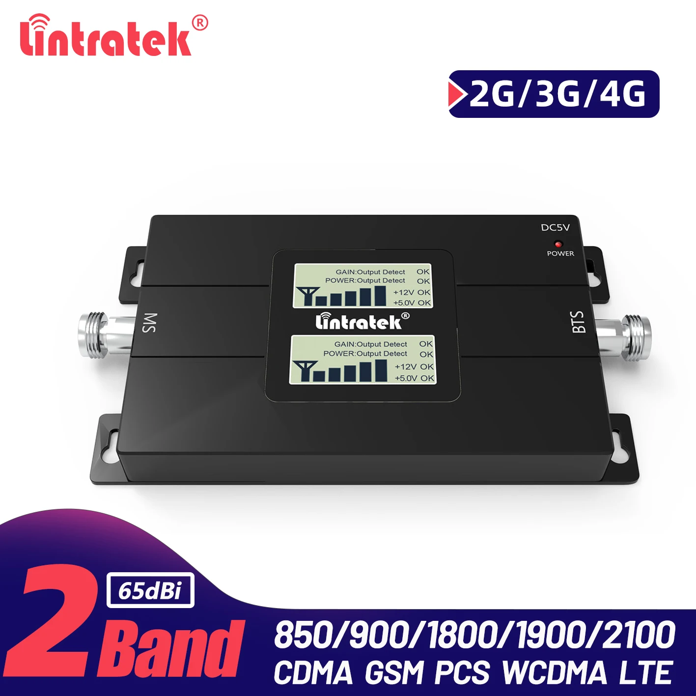 Lintratek 2G 4G двухдиапазонный усилитель сигнала CDMA 850 шт. 1900 GSM WCDMA 1800 2100 повторитель