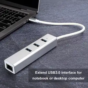 

Multifunctional USB C Hub USB Hub Type-C 3.0 Expansion Docking Hub Station USB Splitter 3-Port Gigabit Drive-Free Network Card