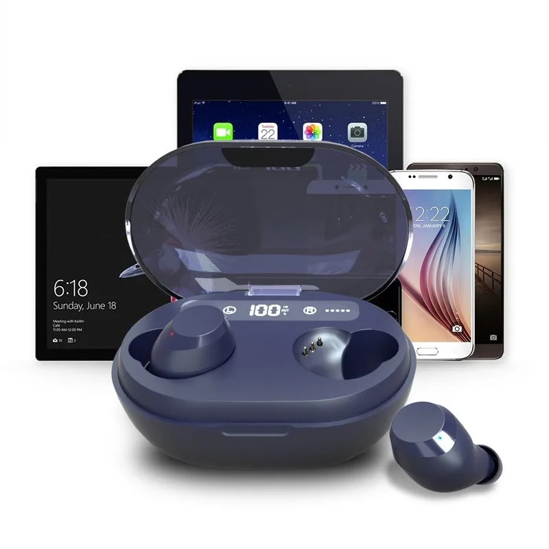 

New quality and trendy fashion TWSC8J Bluetooth 5.0 stereo wireless headset digital display touch explosive product