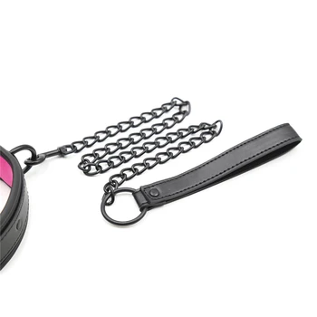 Leather Slave BDSM Collar with Leash Adult Games Sex Bondage Restraint Neck Cuffs Fetish Collar Erotic Sex Toys for Women Men 5