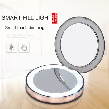 

Newly LED Lighted Mini Makeup Mirror 3X Magnifying Compact Travel Portable Sensing Lighting Makeup Mirror CTN88