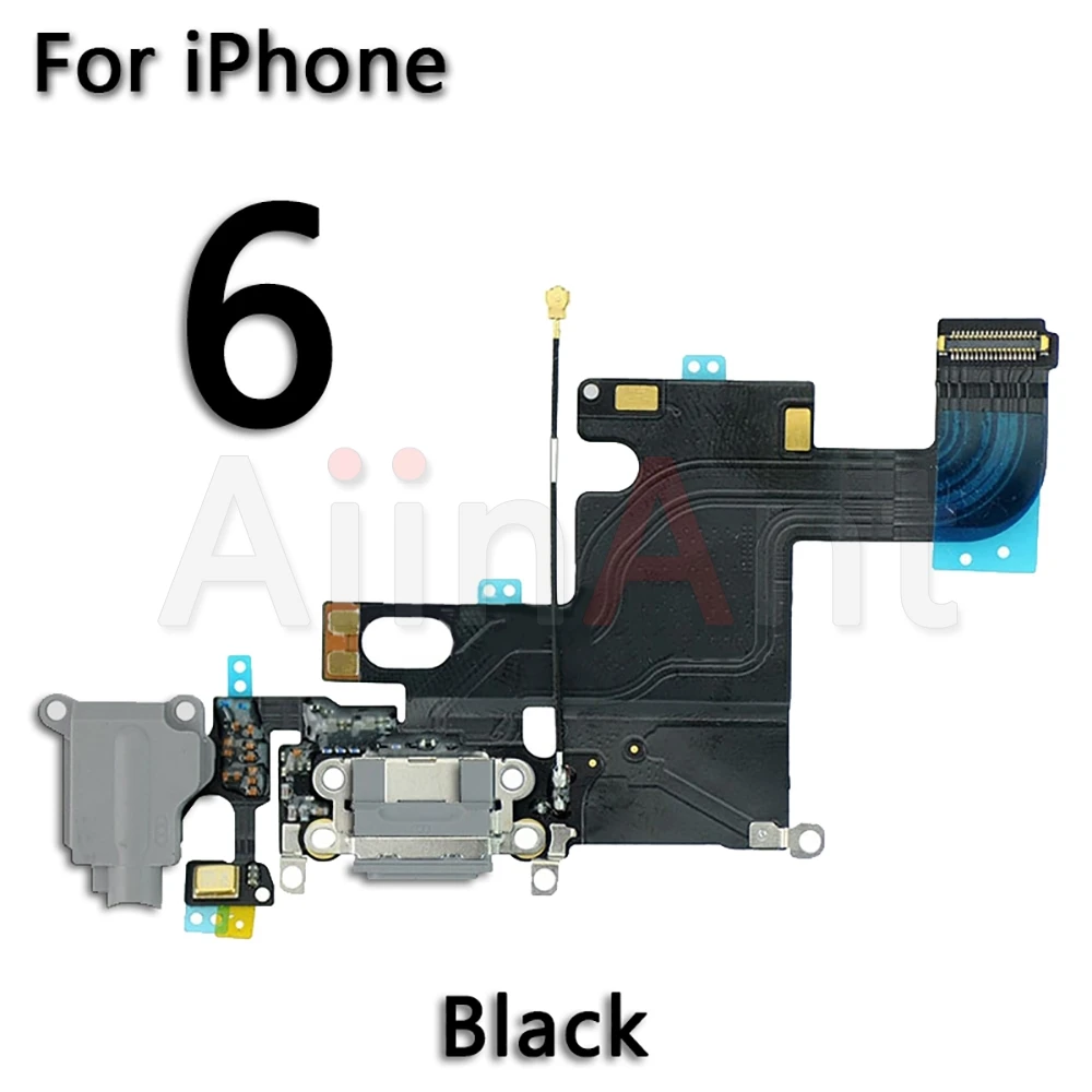 Нижний usb-разъем для зарядного устройства для iPhone 5, 5S, 5c, SE, 6, 6s Plus, док-станция для зарядки, шлейф для замены - Цвет: For iPhone 6 Black