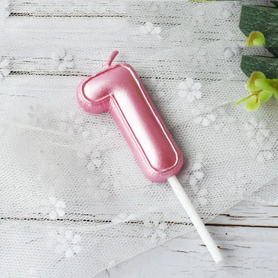 Pink1 1 шт День Рождения шар Свеча розовый синий Свеча День рождения торт украшение 0-9 Количество свечи Детские сувениры на день рождение вечерние Декор - Цвет: Pink1