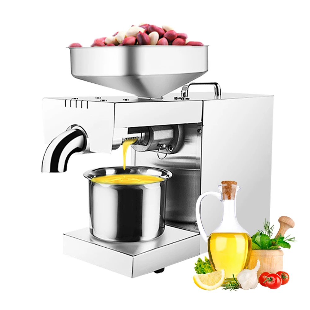 

750W Oil Press Machine Home Automatic Oil Expeller Hot Cold Peanut Oil Extractor for Sunflower Peanuts Sesame Oil Presser