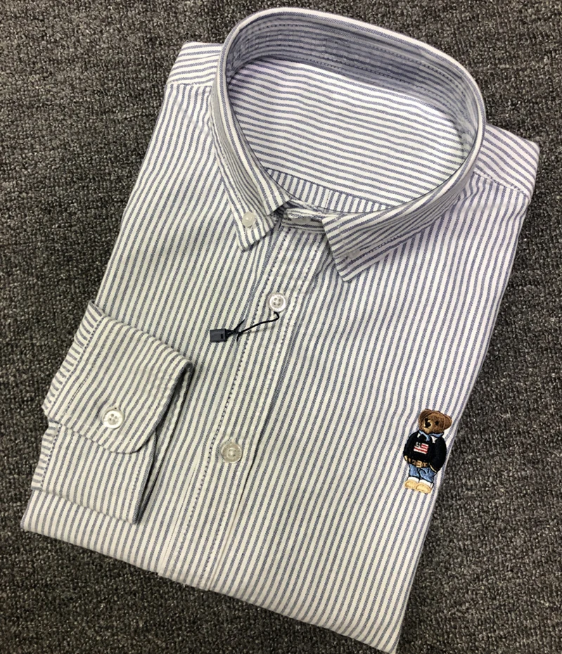 

high quality homme colorful small horse Bear 100%cotton thick camisa masculina Men Long Sleeve Dress Shirts hombre chemises