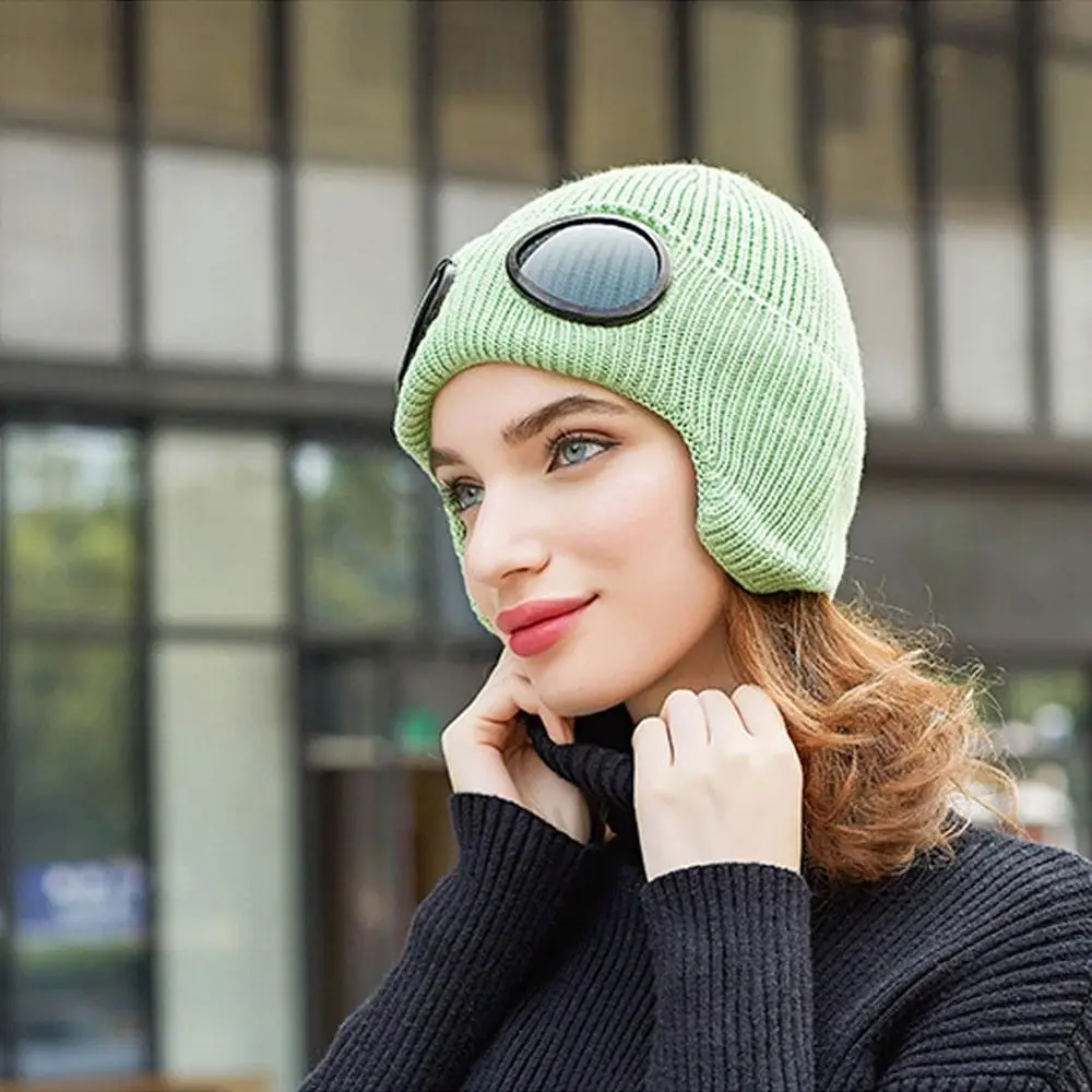 Knitt Hat Pilot Black Ear Flap Hat 