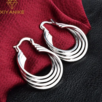 

XIYANIKE 925 Sterling Silver Prevent Allergy Big Stud Earrings for Women Wedding Couple Fashion Geometric Handmade Party Jewelry