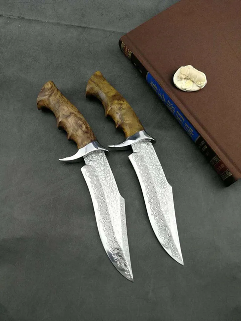HS Tools дамасская сталь прямое лезвие фиксированное инструмент для кемпинга на