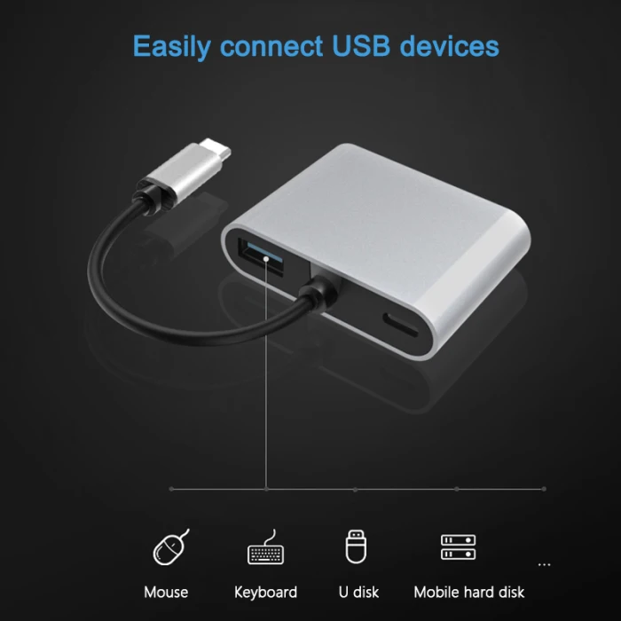 4 в 1 type-C к HDMI 4K VGA USB3.0 аудио-видео адаптер PD быстрое зарядное устройство FKU66
