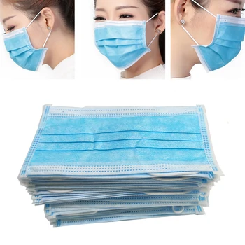 

50PCS 3 Layers Anti Dust Mouth Mask Activated Carbon Filter Windproof Protective Face Masks