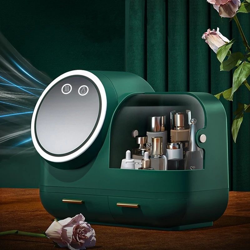2021 New Cosmetic Storage Box LED light Internal Fan Makeup Box Household Drawer Type Skin Care Product Storage Organizer Box|Storage Boxes & Bins| - AliExpress