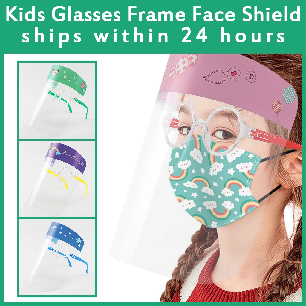 Kids Children Glasses Frame Face Shield Clear Anti-fog Mask Dustproof Protective Visor Full Hat Covering | Красота и здоровье