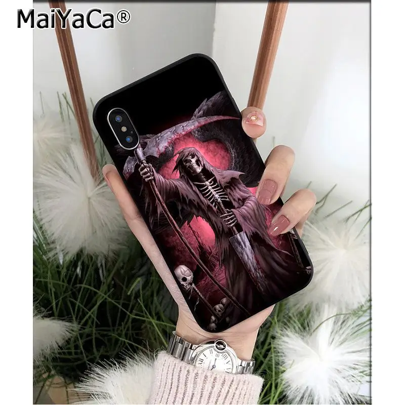 MaiYaCa Grim reaper skeleton Rock Music guitar Gun Phone Case for iPhone X XS MAX 6 6s 7 7plus 8 8Plus 5 5S SE XR 11 11pro max