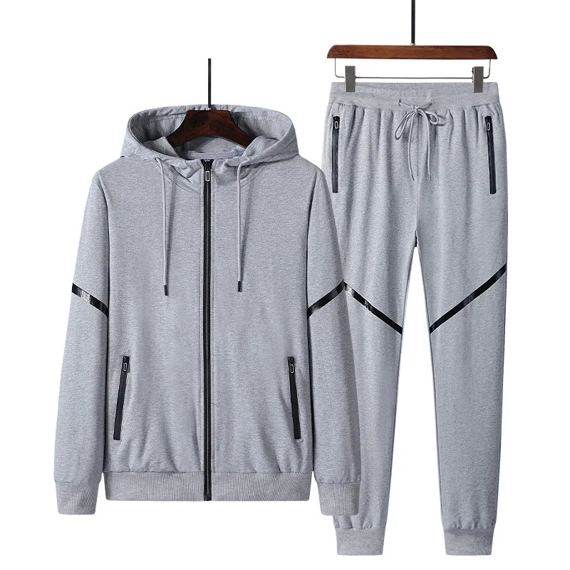 Fashion Tracksuit Pants Sportswear-Sets Clothing Coat Hooded Spring Zipper Mens Casual