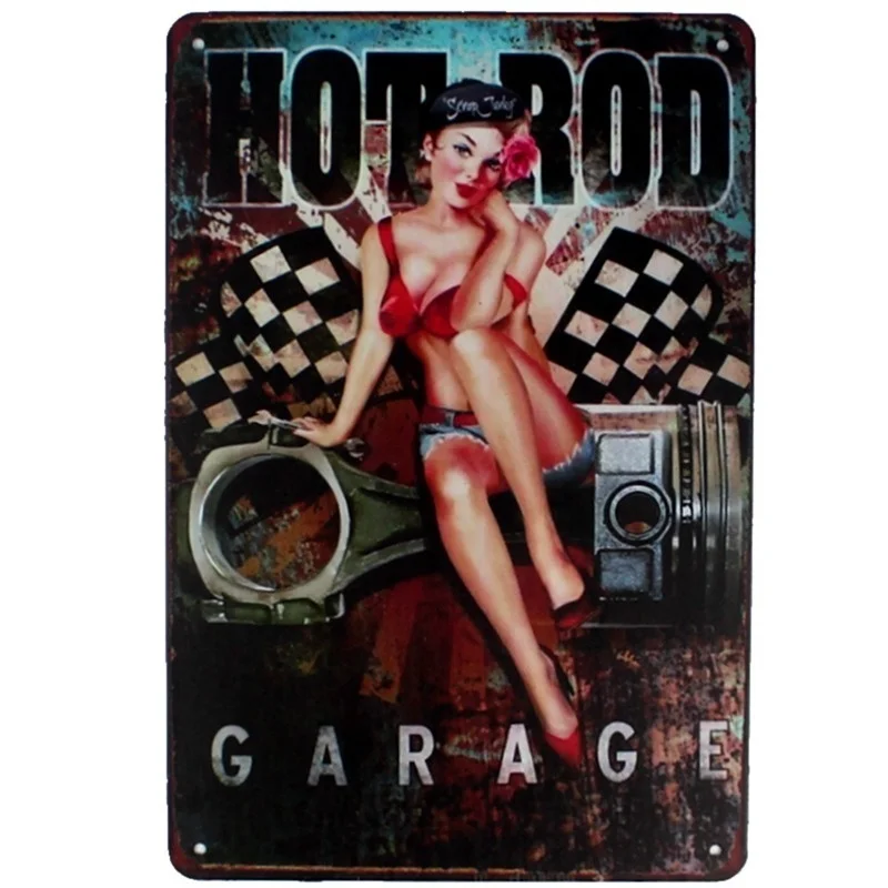 Garage Auto Mechanic Partner Sexy Girl Metal Tin Sign Wall Vintage Decorative Plate 30*20cm | Дом и сад