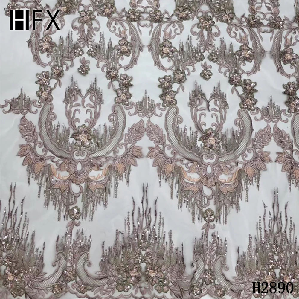 HFX серая цена бисером французская кружевная ткань камни африканская кружевная ткань красивые тюлевые кружева для вечерние/Свадебные платья H2890