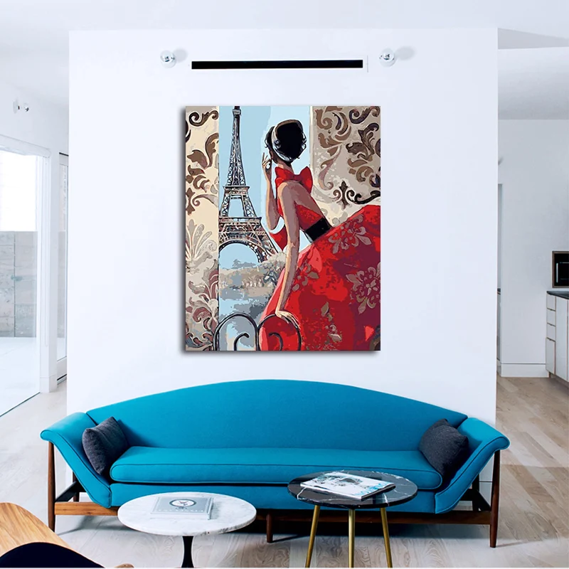

DIY colorings pictures by numbers with Eiffel Towerpicture drawing Relief painting by numbers framed Home