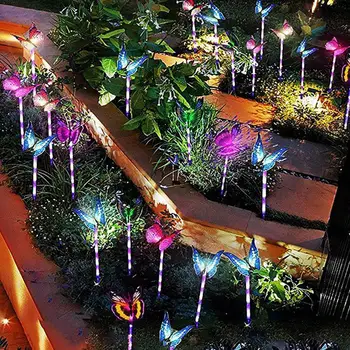 

Solar Power Butterfly Light 7 Color Gradient LED Fiber Landscape Butterfly Decoration Lamp Light For Garden N0X2