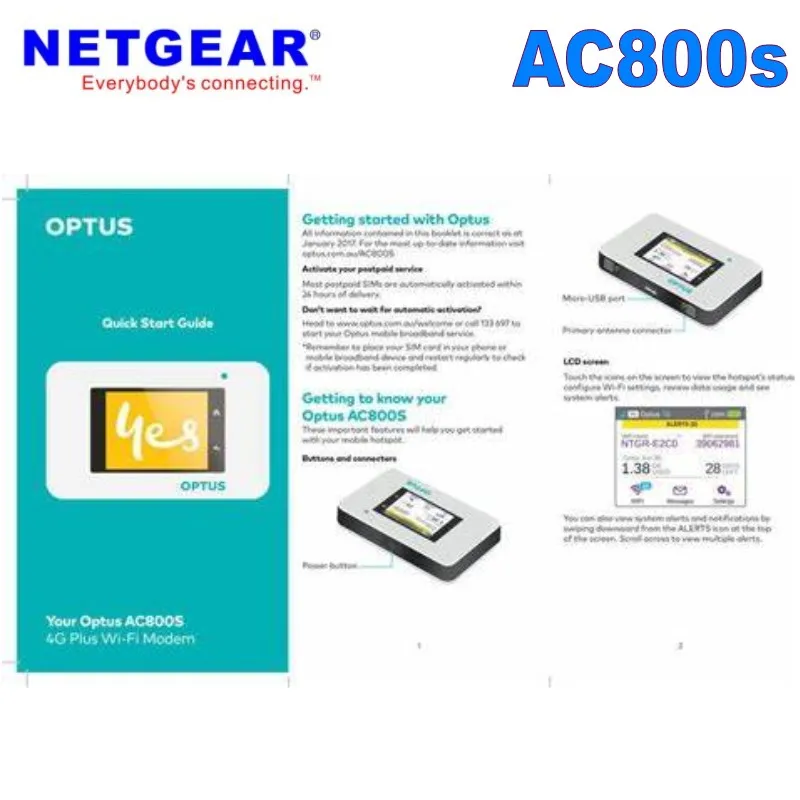 Unlocked Aircard AC800S Optus 4G Cat11 600mbps