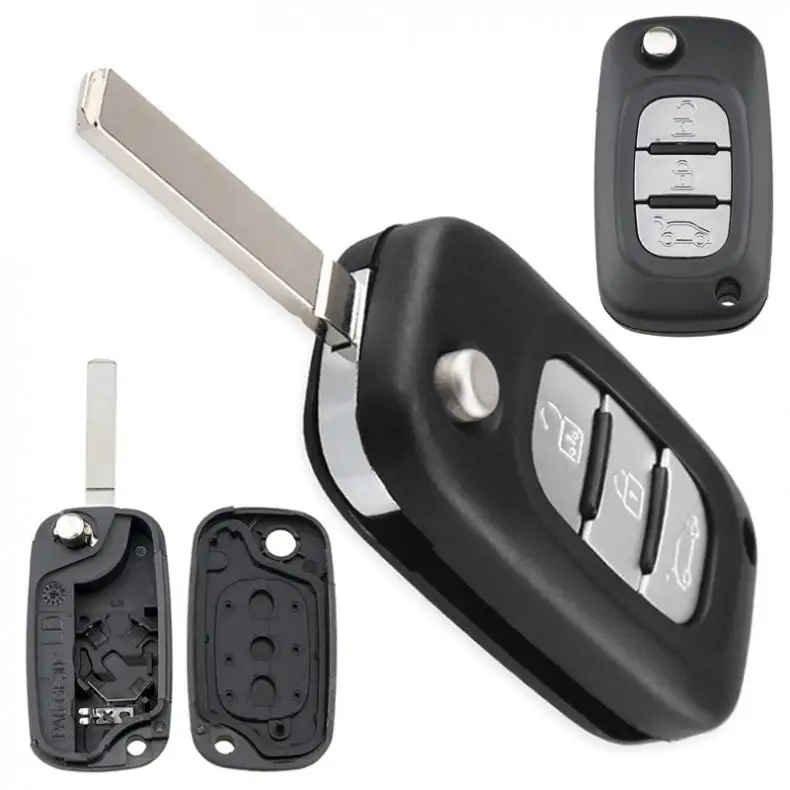 

3 Buttons Car Key Fob Case Shell Replacement Flip Folding Remote Cover Fit for Renault Fluence Clio Megane Kangoo Modus New