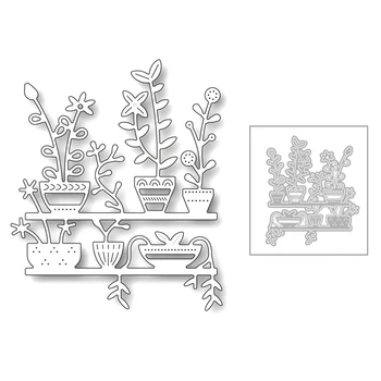 

2020 New Potted Plants Branches Flower and Leaf Embossing Metal Cutting Dies For DIY Scrapbooking Greeting Card Making No Stamps