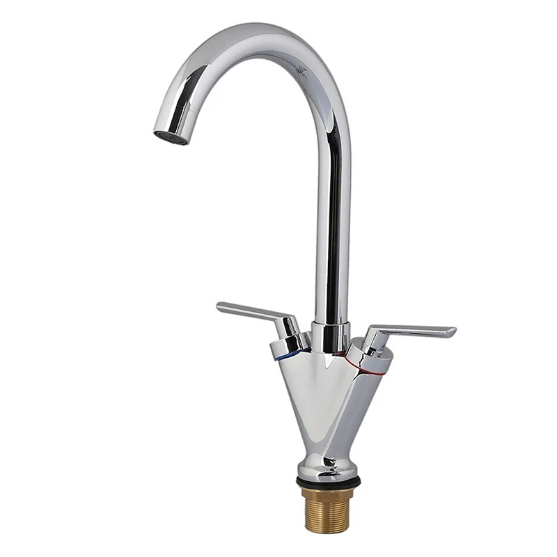 

grilled paint Kitchen Faucet Sink Tap Dual-Lever Swivel Spout Rotating Nozzle(Silver)