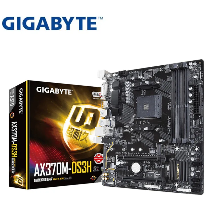 

For Gigabyte GA-AX370M-DS3H Original NEW Motherboard AMD Socket LGA 1151 DDR4 USB3.0 SATA3.0 AM4 game M-ATX small board