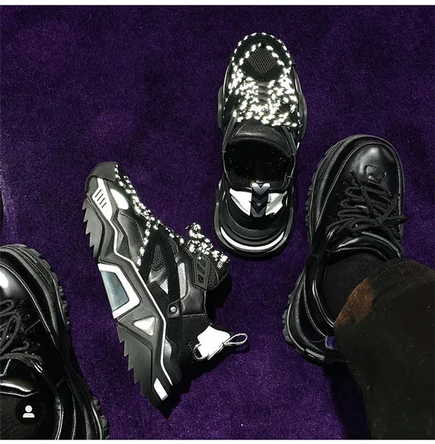 Женские Сникеры на платформе, увеличивающие рост; повседневная обувь для пары; массивные кроссовки; модная обувь; женская кожаная обувь; Zapatos De Mujer