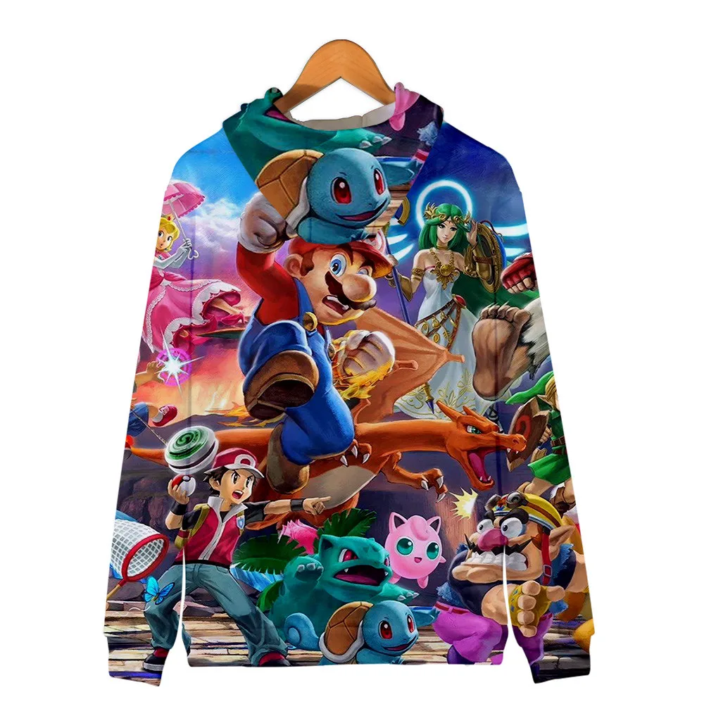 Супер Марио Bros. 3D Толстовка с капюшоном, флисовая толстовка Super Smash Bros, толстовки Harajuku, мужской спортивный костюм, хип-хоп куртка на молнии, пальто, одежда