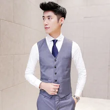 New Style Spring And Autumn Korean-style Slim Fit No Ironing Drape Versatile Men Waistcoat Fashion Candy Color Groom Waistcoat M
