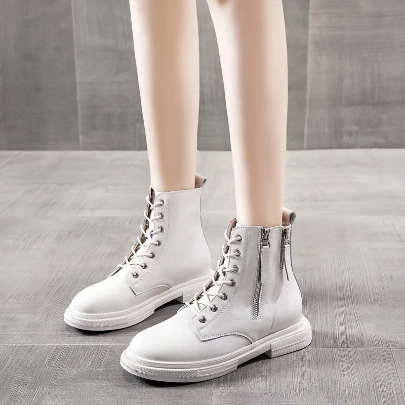 2021 Autumn and Winter New Handsome Inner Increase short Boots Women's Casual All-match Breathable Short Boots Side Zipper