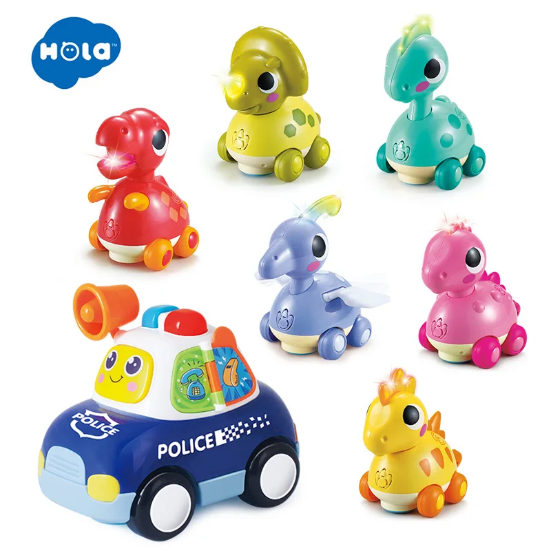 

Hola 6108&6110 Vehicle Baby Cartoon Toy Car with Music And Jurassic Wild Life Dinosaur Toy