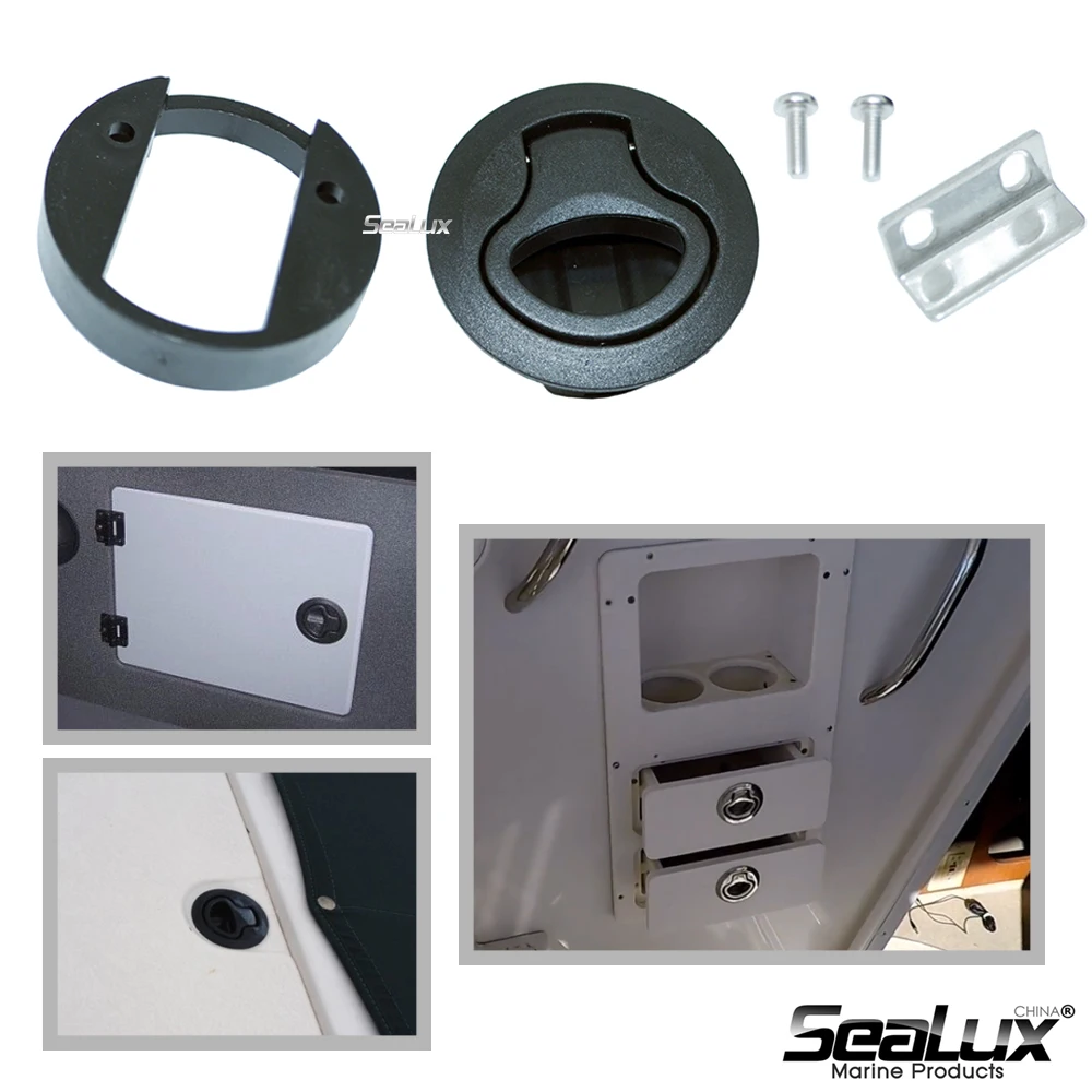Sealux 4Pcs Round Flush Pull Slam Latch for RV Boat Marine Deck Hatch Door Replacement
