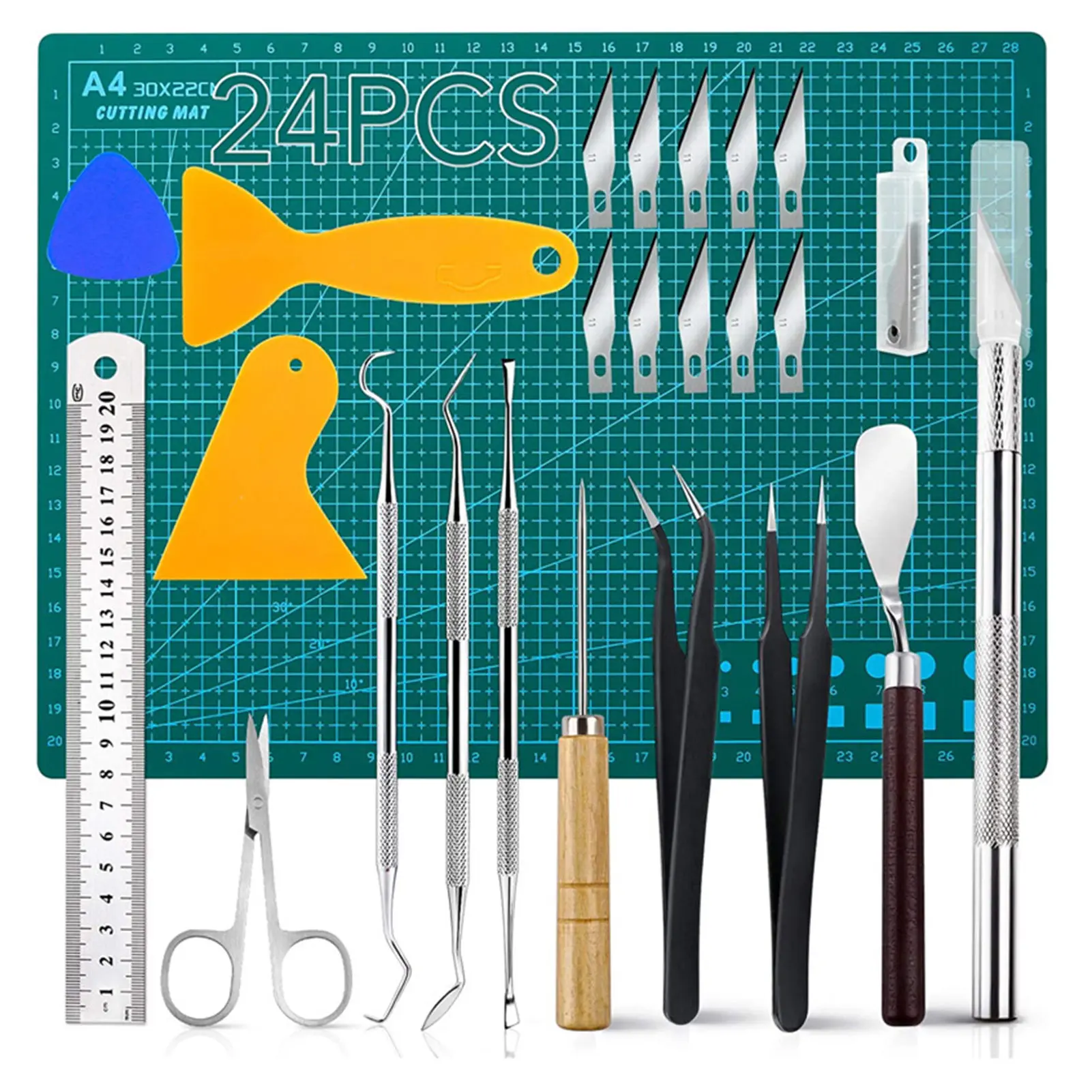 Juego de herramientas para manualidades de precisión, 24 uds, Kit de de escarda de vinilo, herramienta de tallado, pinzas, gancho, deshierbe, chatarra|Materiales de artesanía DIY| - AliExpress