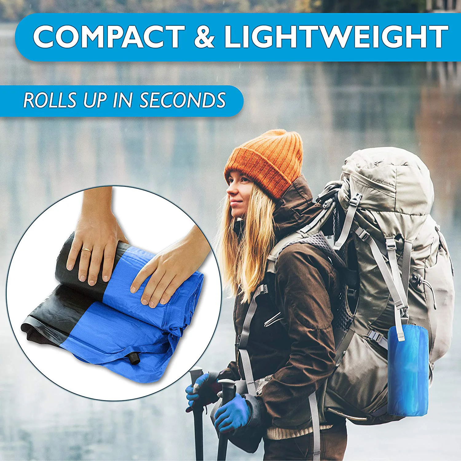 Rooxin Self Inflatable Sleeping Pad Camping Tent Mattress Air Bed Waterproof Thicken Sleeping Mat f