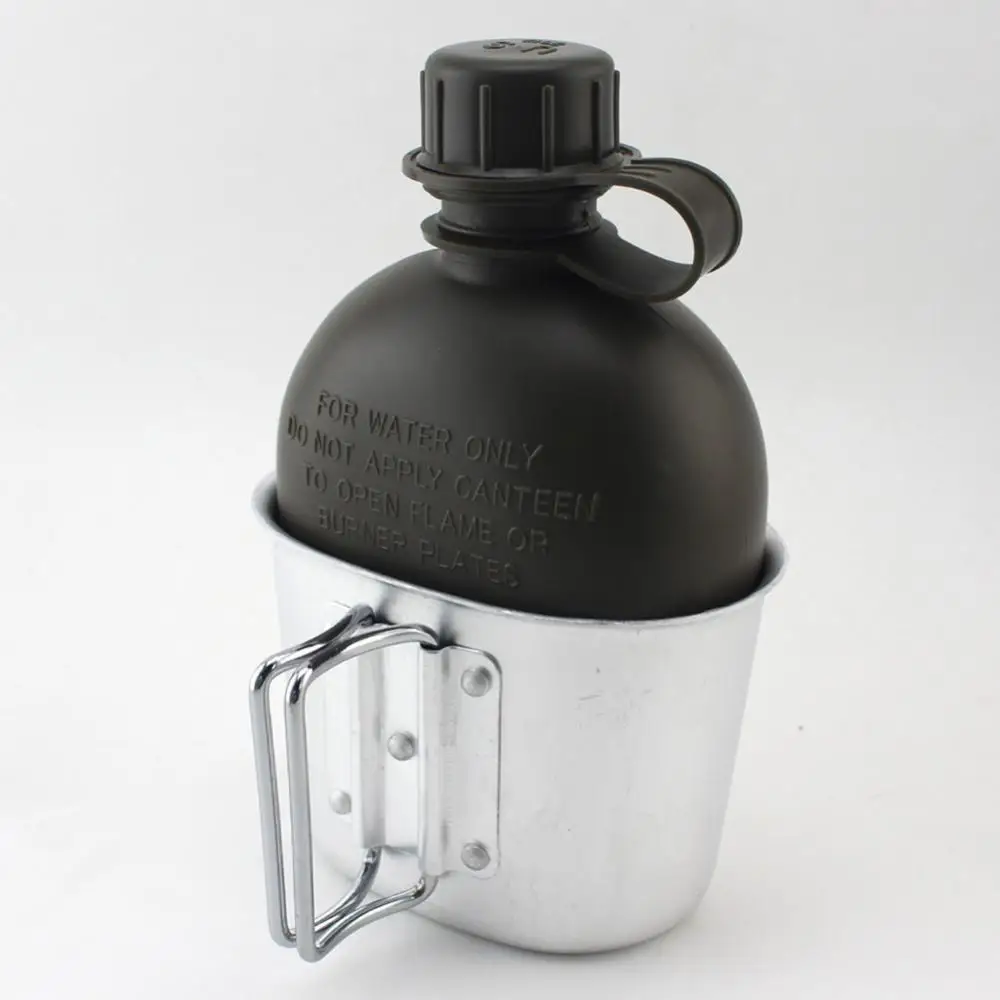 Comprar Botella de agua militar del ejército de 1L, taza de cantimplora  para acampar y senderismo, portátil para exteriores