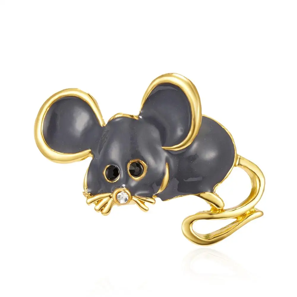 1 шт. год крысы 12 Китайский Зодиак цветная мышь поедание мороженого Большое Ухо симпатичная мышь Форма сплав эмаль брошь - Окраска металла: W22951K02