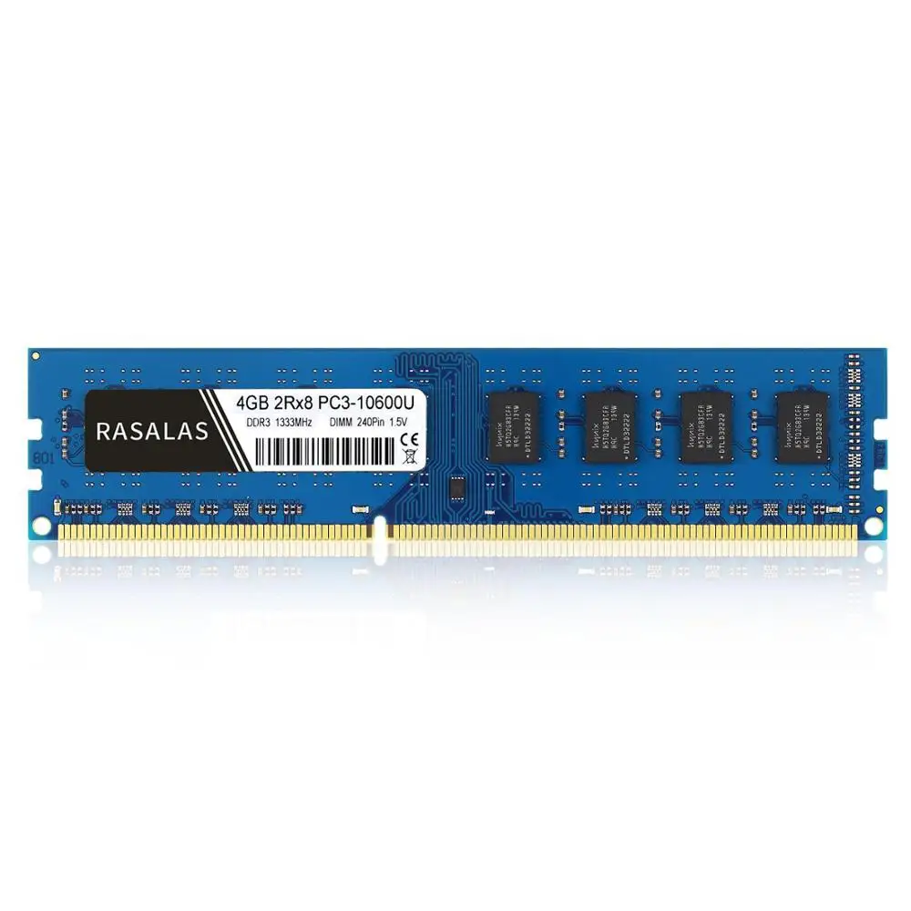 Rasalas 4GB 2Rx8 PC3-10600U DDR3 1333Mhz 1,5 V 240Pin NO-ECC DIMM Настольный ПК Оперативная память синий