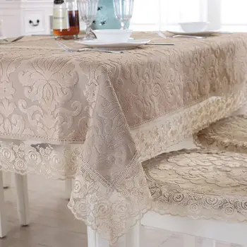 

Europe luxury embroidered tablecloth table dining table cover flower table cloth Champagne Lace coffee chair cushion cover