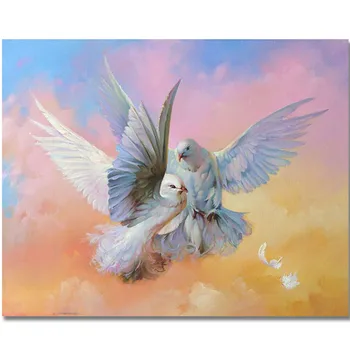 

WONZOM Two Doves Of Peace DIY painting by numbers,wall art picture for living room,canvas paintings,drawing by numbers 40x50CM