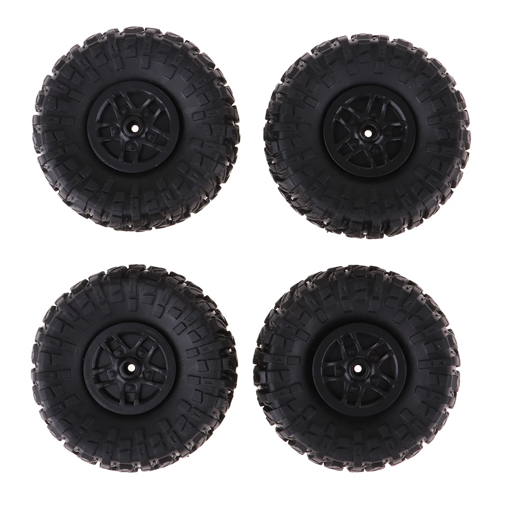 

4pc Black 1:12 Tyre Tires & Wheels for D90 MN90 91 RC Car Truck Crawler Part