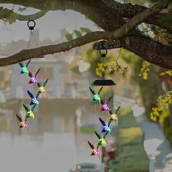 

Solar Hummingbird Wind Chime Light LED Hanging Colorful Lamp Decorative Garden Lights