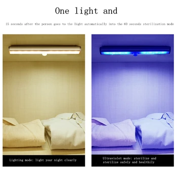 

PIR Ultraviolet Lamp Rechargeable Light Motion Sensor Light Cabinet Disinfecting Lamp Kill Dust Mite Sterilization Lamp